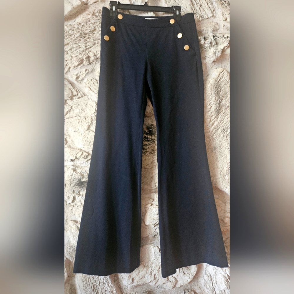 Michael Michael Kors Navy Nautical Buttons Dress Pants Wide Leg Flare. Size 6